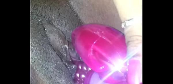  Ex ebony girlfriend playing with vibrator and sucks my cock
